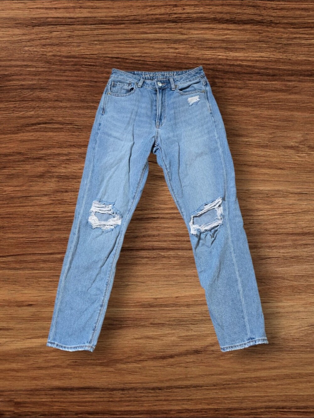 American Eagle Light Blue Mom Jean Distressed Jeans